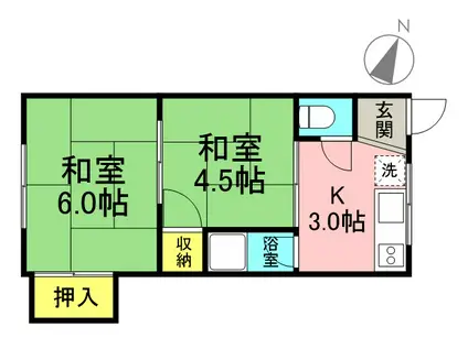 門永ビル(2K/3階)の間取り写真