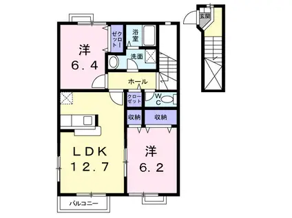 グラン ヴェルジュB(2LDK/2階)の間取り写真