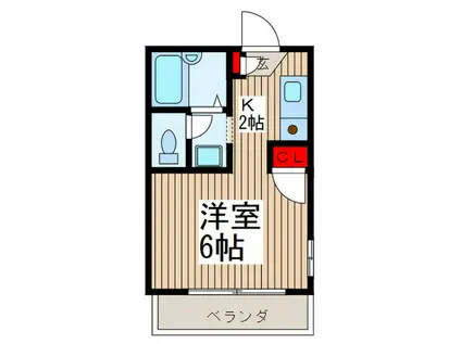 メゾン光B(1K/2階)の間取り写真