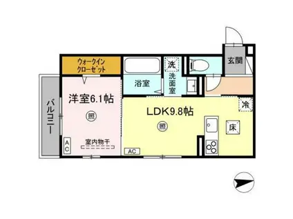 フェリーチェ亀山 B棟(1LDK/1階)の間取り写真