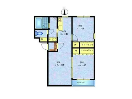 LA VISTA WAKABA (2LDK/1階)の間取り写真