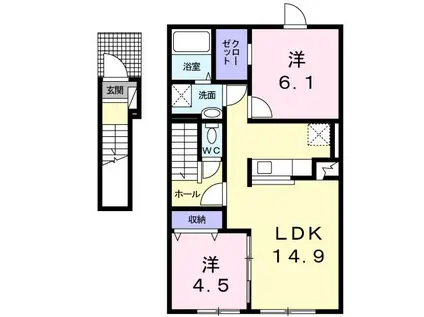 ビクトリー深川B(2LDK/2階)の間取り写真