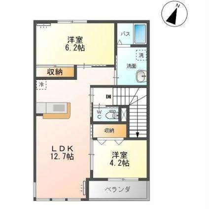 グランドゥ(1LDK/2階)の間取り写真