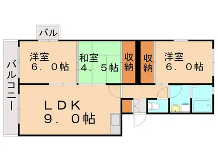エルハイムヤスタケ(3LDK/3階)の間取り写真