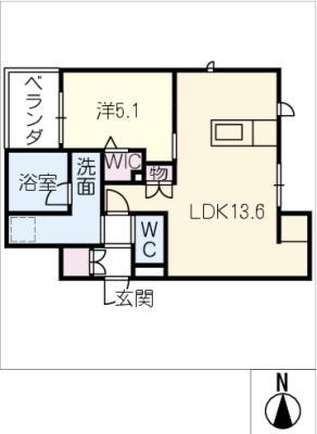 AL SOLE(1LDK/2階)の間取り写真