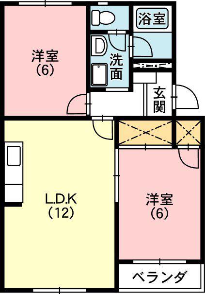 ラフィーネK(2LDK/1階)の間取り写真