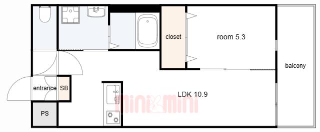 ウェルスクエア西宮北口(1LDK/4階)の間取り写真
