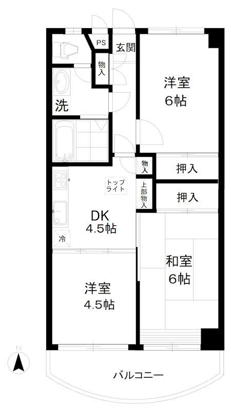 アベーテ緑町(3DK/1階)の間取り写真