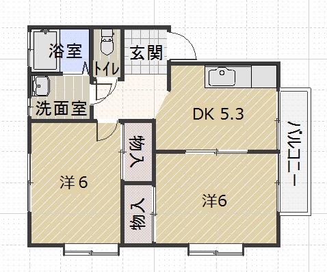 コーポサンフラワー A棟(2DK/2階)の間取り写真