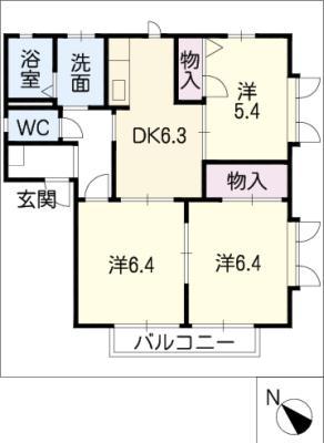 ディアス若宮(3DK/2階)の間取り写真