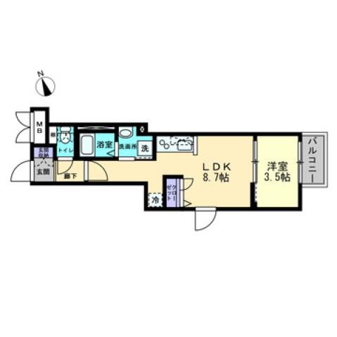 月光江波東四番館(1LDK/2階)の間取り写真