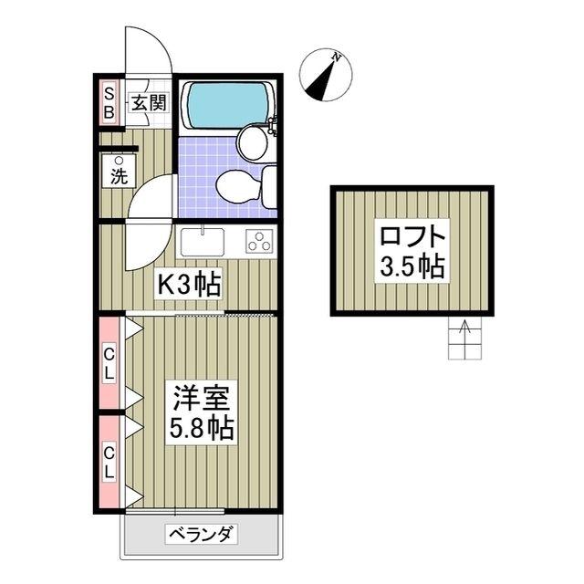 グレースアイルY(1K/2階)の間取り写真