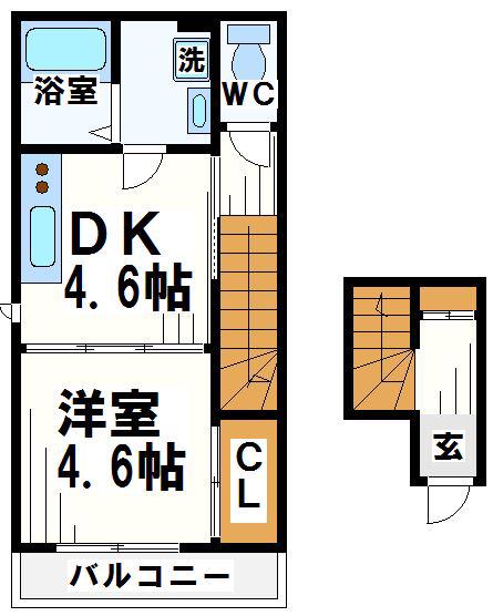 ソレイユ(1DK/2階)の間取り写真
