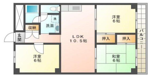 メゾンM(3LDK/3階)の間取り写真