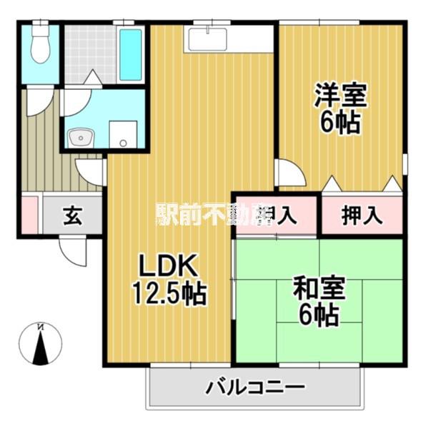 シャルムI(2LDK/2階)の間取り写真