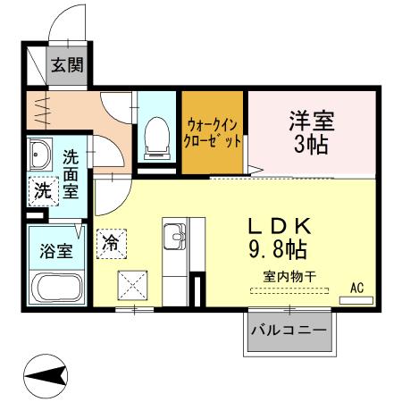 ソレイユ ルバンIII(1LDK/1階)の間取り写真
