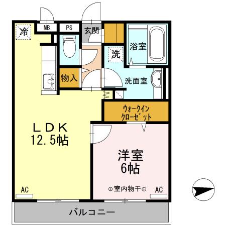 MDPマンション矢巾 B(1LDK/2階)の間取り写真