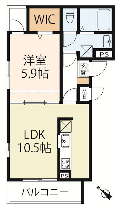 アマルフィ近江八幡出町(1LDK/1階)の間取り写真