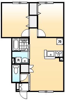 エルメゾン新涯(2LDK/1階)の間取り写真