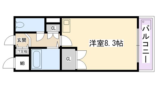ヴィユ江上(1K/2階)の間取り写真
