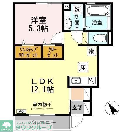 ル・ボア拝島B(1LDK/1階)の間取り写真