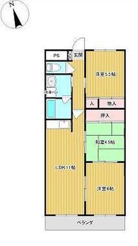 白本マンション(3LDK/1階)の間取り写真