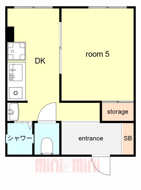谷田ビル(1DK/5階)の間取り写真