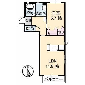 グランフルール(1LDK/1階)の間取り写真