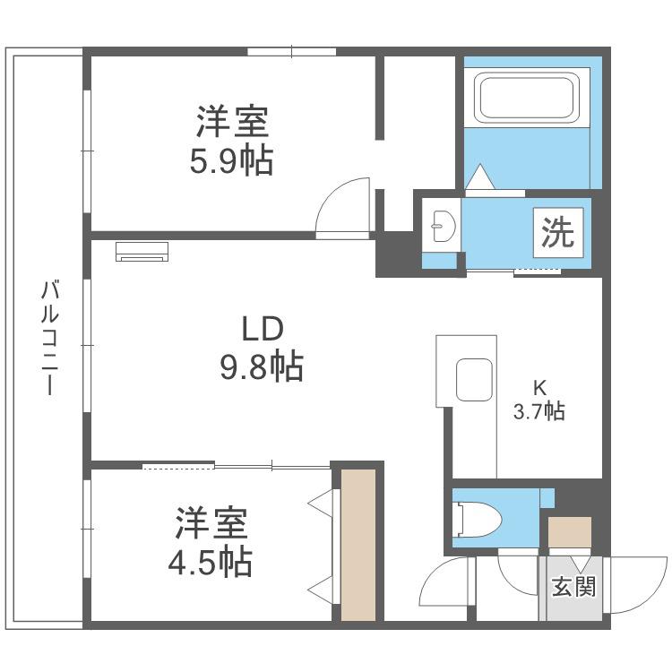 PLATZ新札幌(2LDK/2階)の間取り写真
