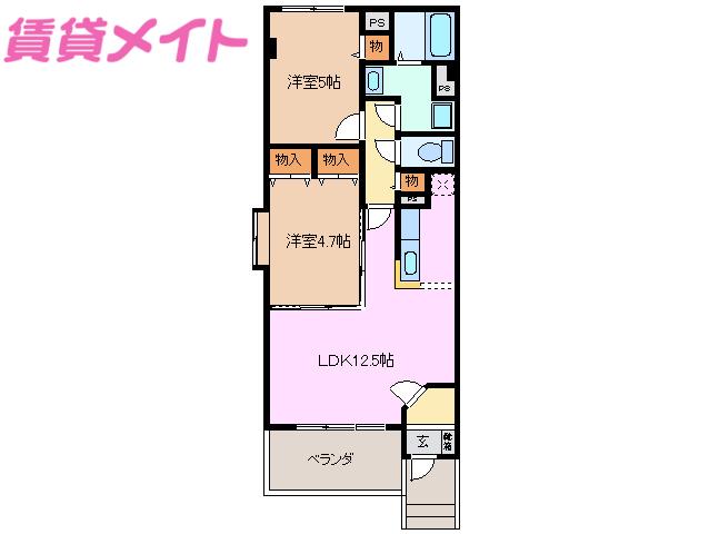 サニーパレス・K(2LDK/1階)の間取り写真