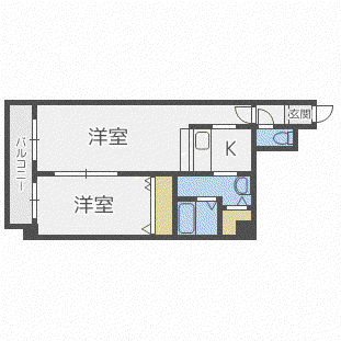 サンコート南4条(1LDK/4階)の間取り写真