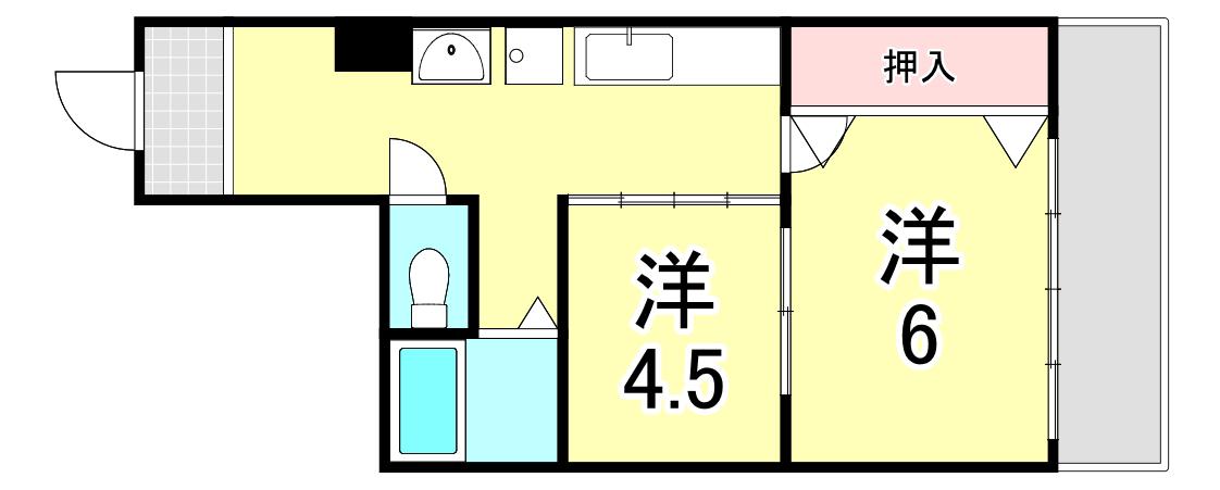 リラハイム(2DK/2階)の間取り写真