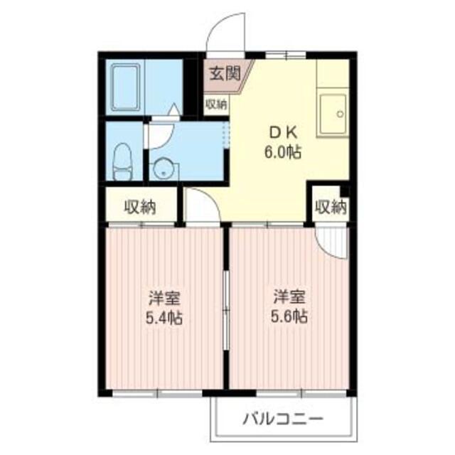 マインズA(2DK/2階)の間取り写真