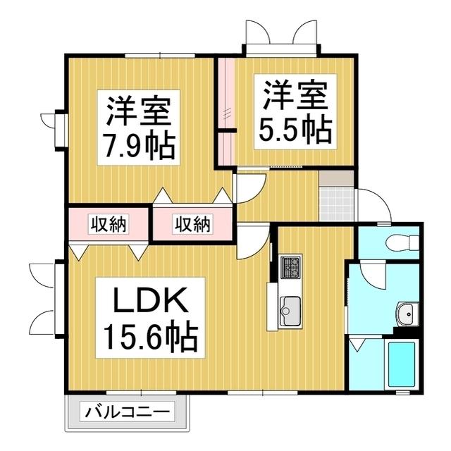 アートフレグランス(2LDK/2階)の間取り写真