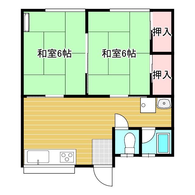 石崎コーポ(2DK/1階)の間取り写真