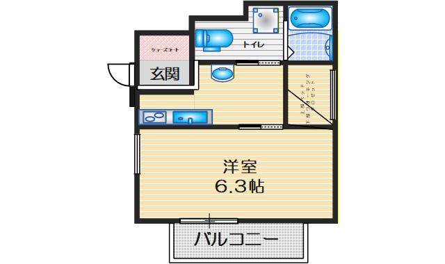 クラフトテラス豊南町南(1K/1階)の間取り写真