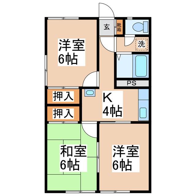 シャトレーゼ上田(3K/2階)の間取り写真