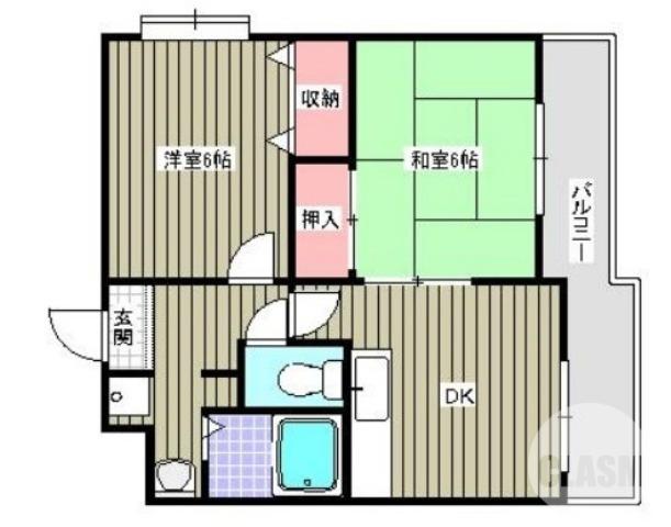 グランディール浜寺(2DK/2階)の間取り写真