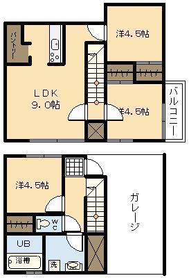 KO OLINA YOSHIMURA(3LDK/1階)の間取り写真