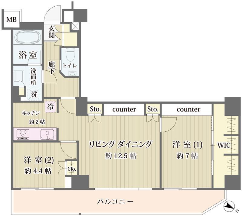 アイビス市ヶ谷(2LDK/4階)の間取り写真