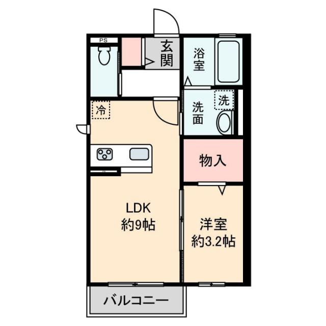 リヴェール(1LDK/1階)の間取り写真