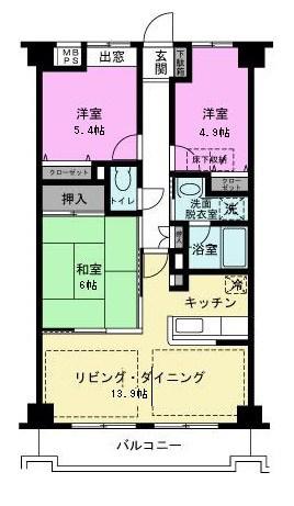プリムローズ東越谷(3LDK/4階)の間取り写真