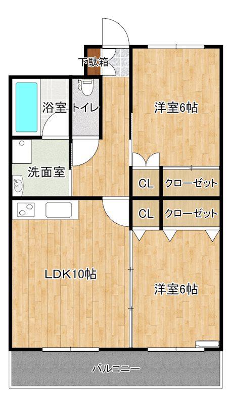 アルバコートF(2LDK/1階)の間取り写真
