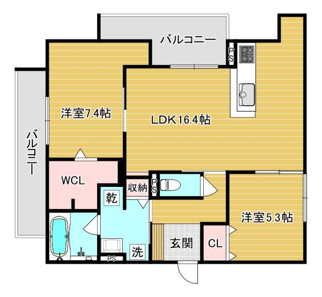 D-ROOM高槻市寿町(2LDK/3階)の間取り写真