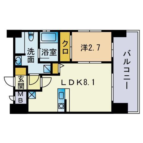 ドゥーエ赤坂(1LDK/7階)の間取り写真
