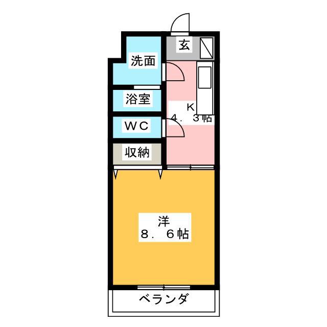ウエストビレッジ(1DK/2階)の間取り写真