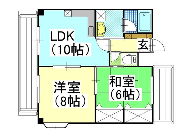 メゾンタイショウ3(2LDK/3階)の間取り写真