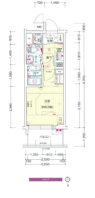 プレサンス松屋町グレース(1K/12階)の間取り写真