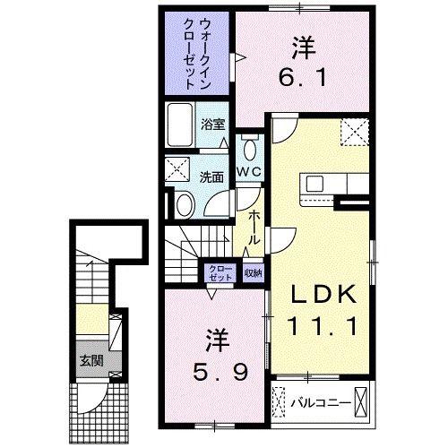 グロリアフェリチータII(2LDK/2階)の間取り写真