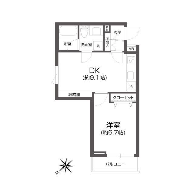 PASEO中目黒(1LDK/1階)の間取り写真